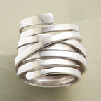 Geometric Metal Jewelry Winding Hoop Ring - Plush Fashion Hub