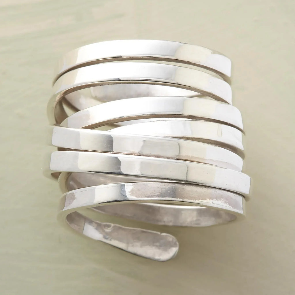 Geometric Metal Jewelry Winding Hoop Ring - Plush Fashion Hub