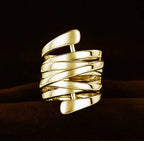 Geometric Metal Jewelry Winding Hoop Ring - Plush Fashion Hub