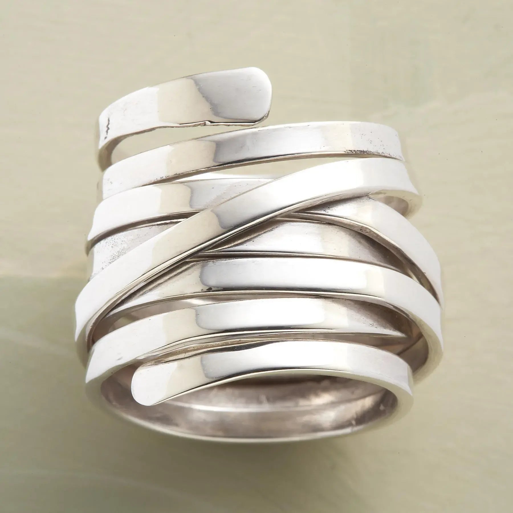 Geometric Metal Jewelry Winding Hoop Ring - Plush Fashion Hub