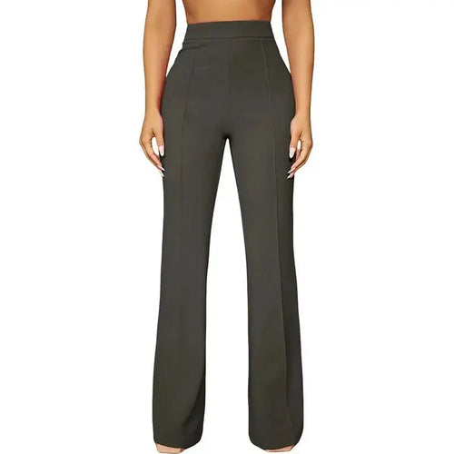 Women's high-waist straight-leg business casual pants by Plush Fashion Hub, perfect for professional or fall casual wear.