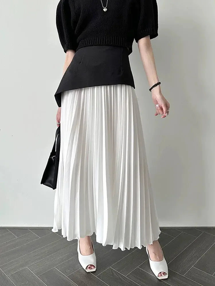 High Waist Pleated Skirt - Plush Fashion Hub