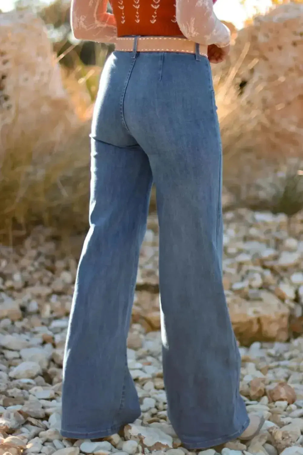 High-Waisted Wide-Leg Button-Front Jeans - Plush Fashion Hub