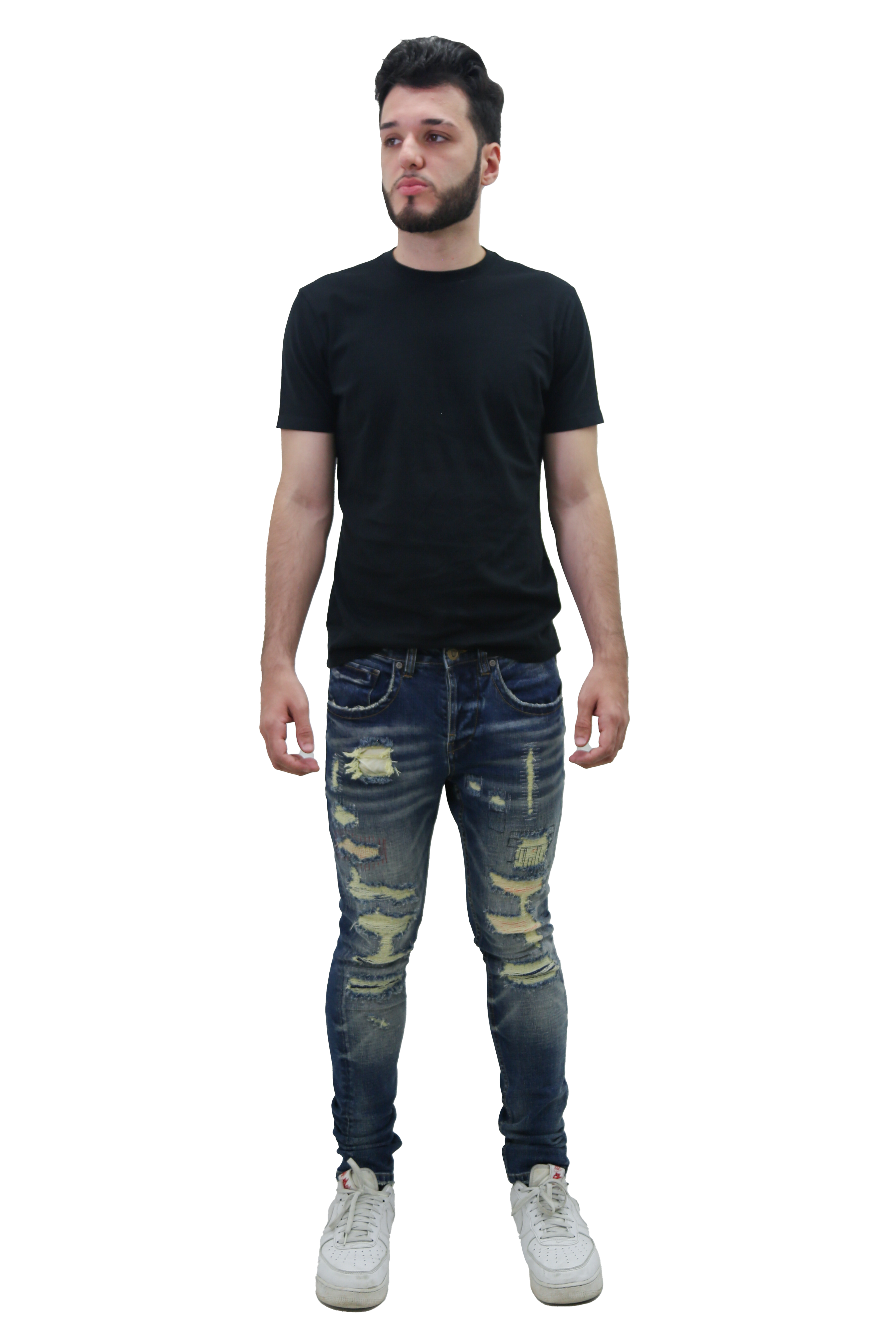 RIPPED MID-RISE SKINNY JEANS