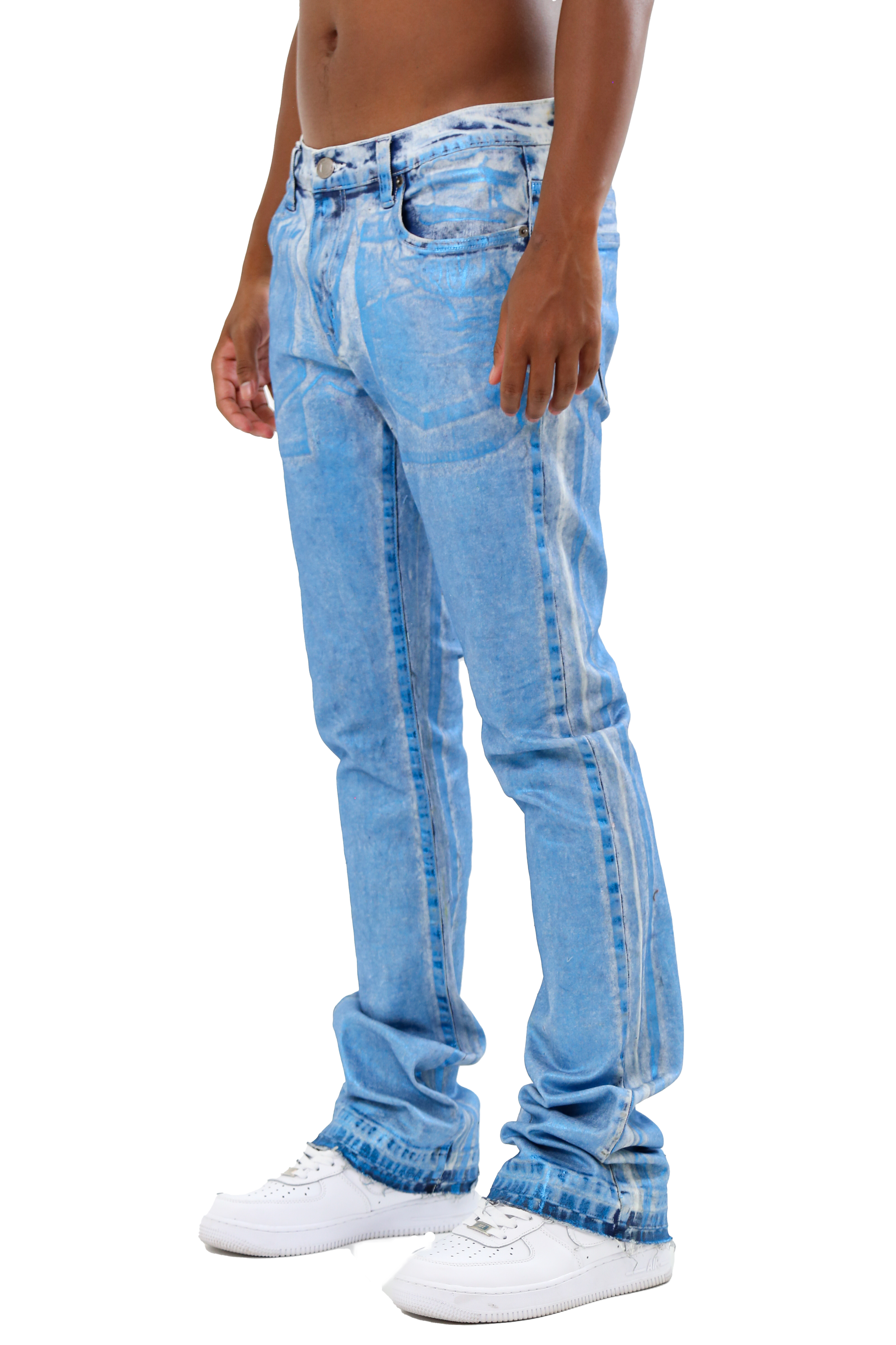 ASJ08 FOIL WASH STACKED JEANS