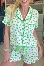 Lucky Clover Shirt and Shorts Lounge Set - Plush Fashion Hub