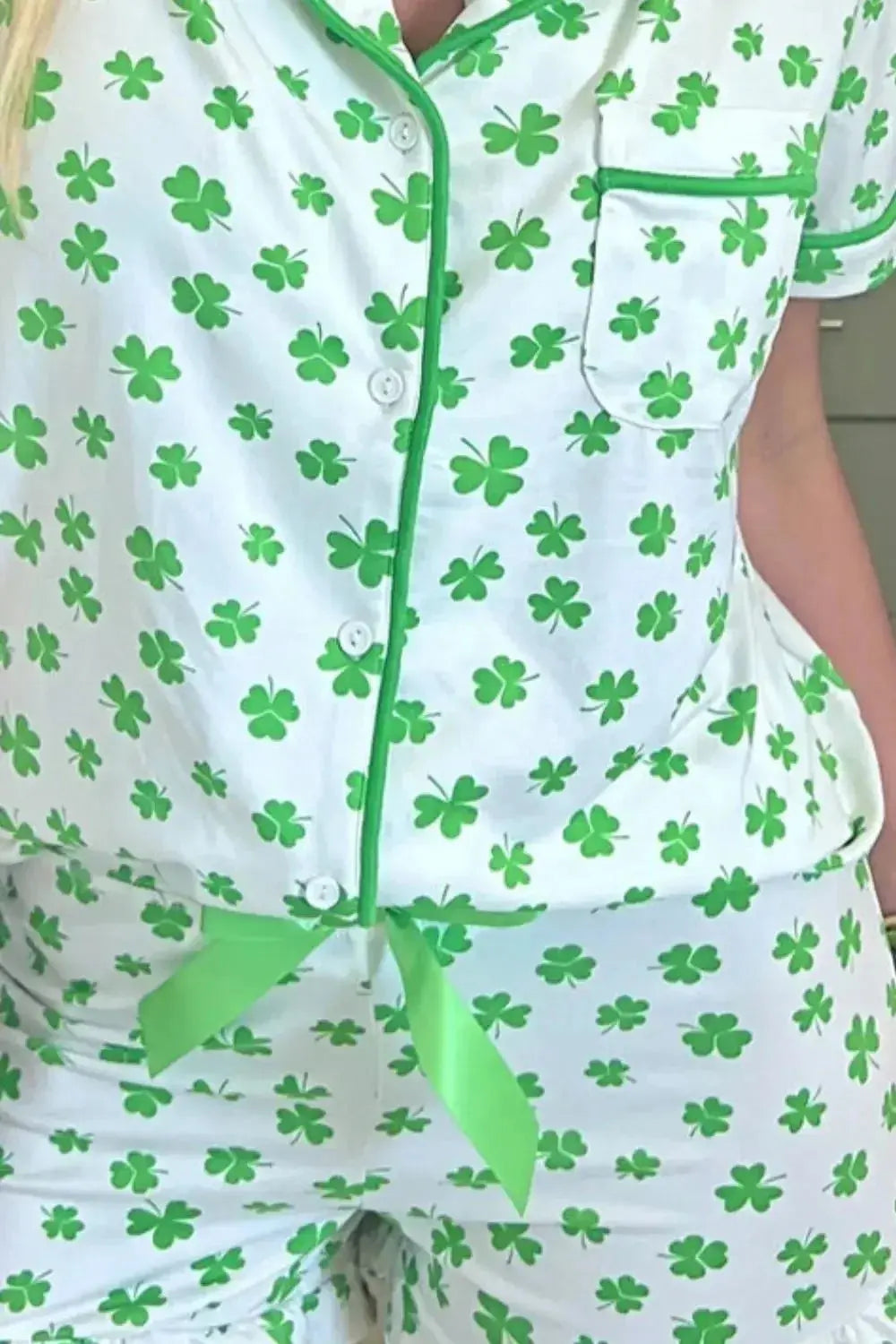 Lucky Clover Shirt and Shorts Lounge Set - Plush Fashion Hub