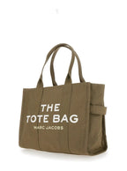 Marc Jacobs Women 'The Large Tote' Green Tote Bag With Contrasting Logo Print In Cotton Black Woman - Plush Fashion Hub