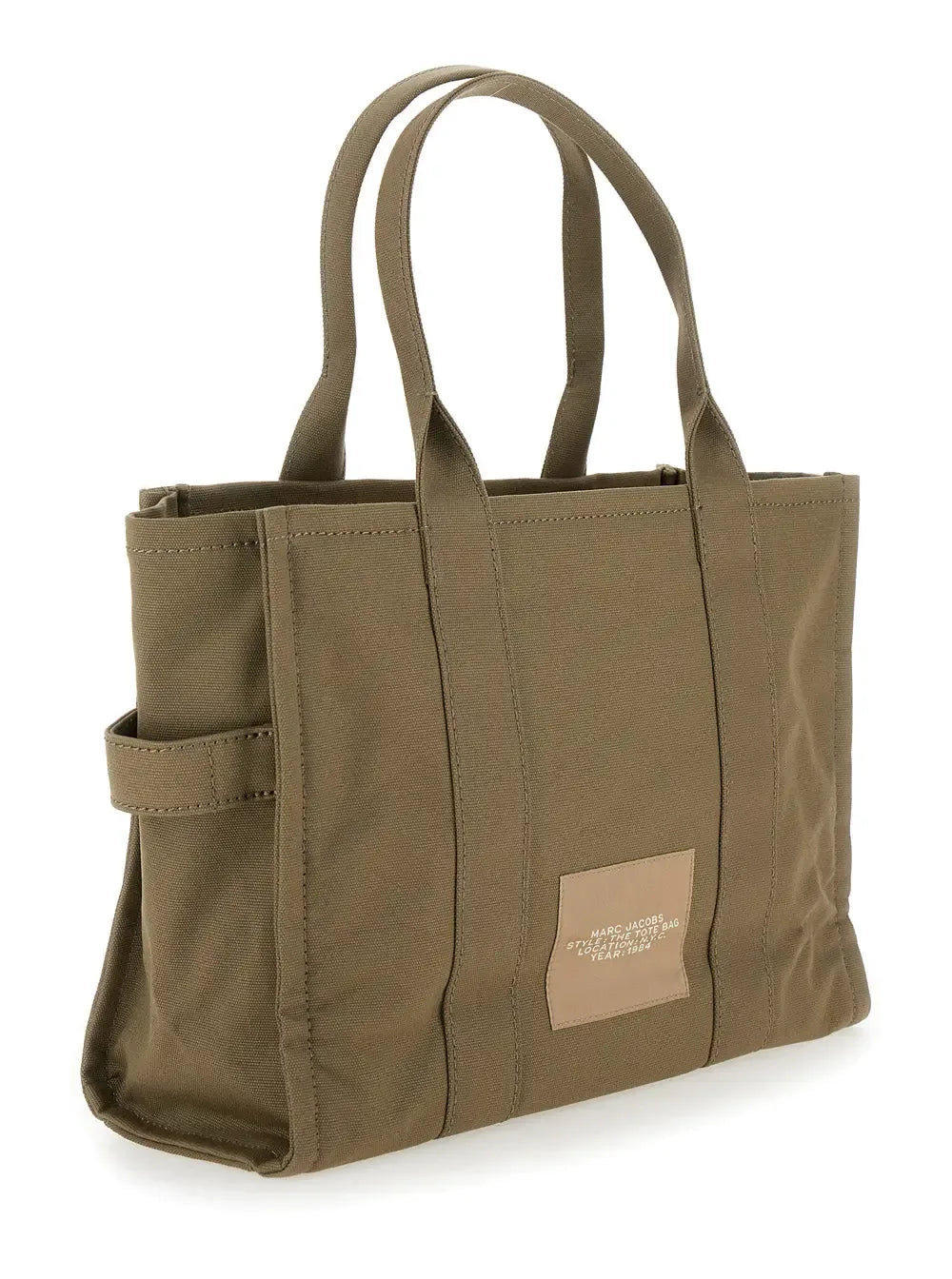 Marc Jacobs Women 'The Large Tote' Green Tote Bag With Contrasting Logo Print In Cotton Black Woman - Plush Fashion Hub