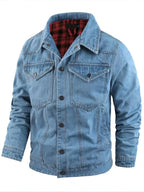 Men's Casual Snap Down Denim Jacket - Plush Fashion Hub