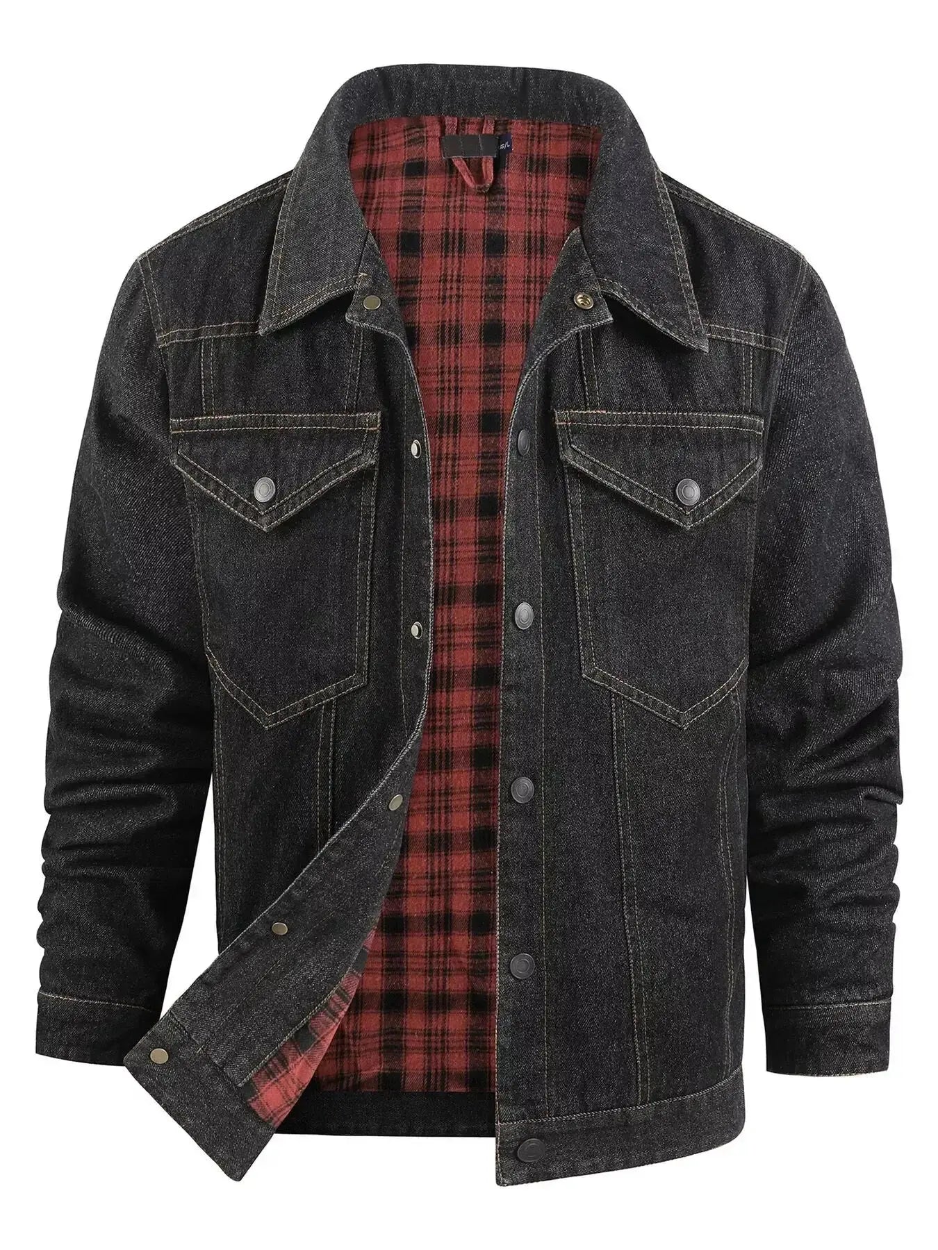 Men's Casual Snap Down Denim Jacket - Plush Fashion Hub