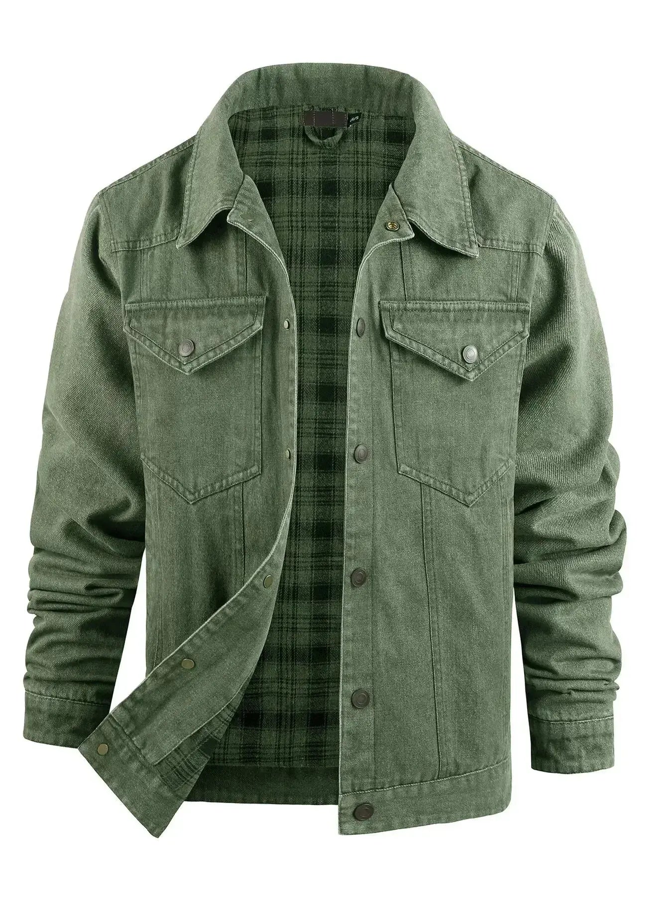 Men's Casual Snap Down Denim Jacket - Plush Fashion Hub