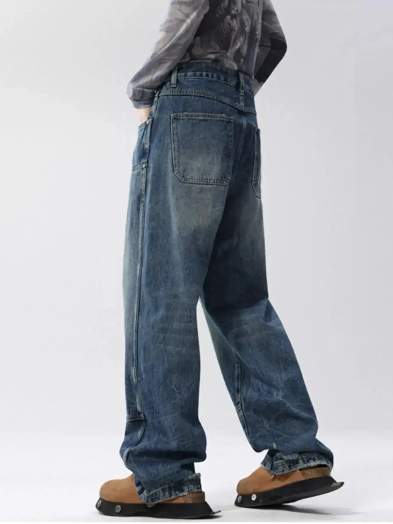 Men's Full Size Distressed Wide Leg Jeans Plus Size - Plush Fashion Hub
