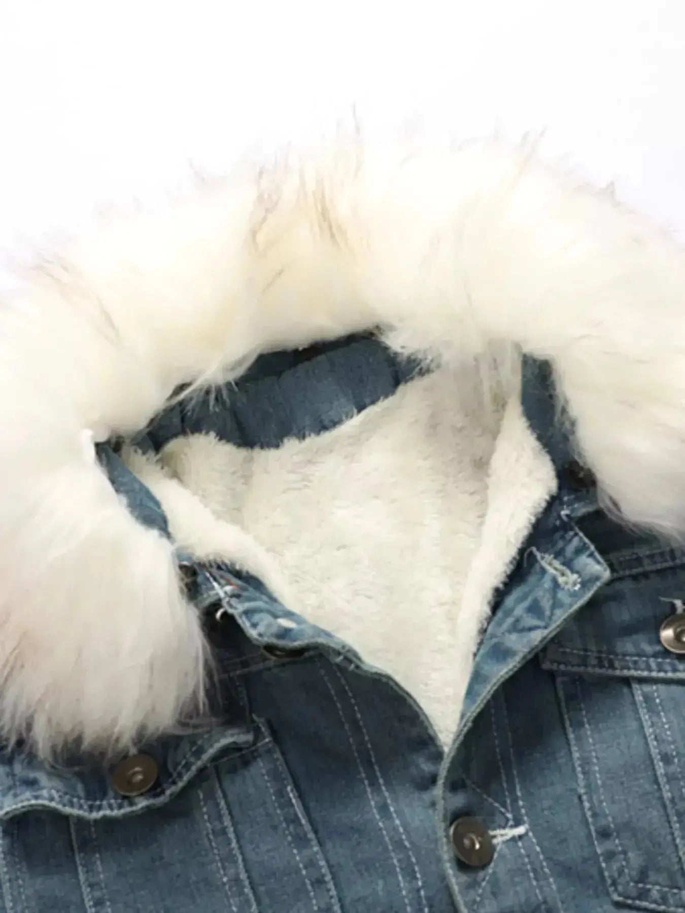 Men's Full Size Faux Fur Collar Denim Jacket Plus Size - Plush Fashion Hub