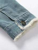 Men's Full Size Faux Fur Collar Denim Jacket Plus Size - Plush Fashion Hub