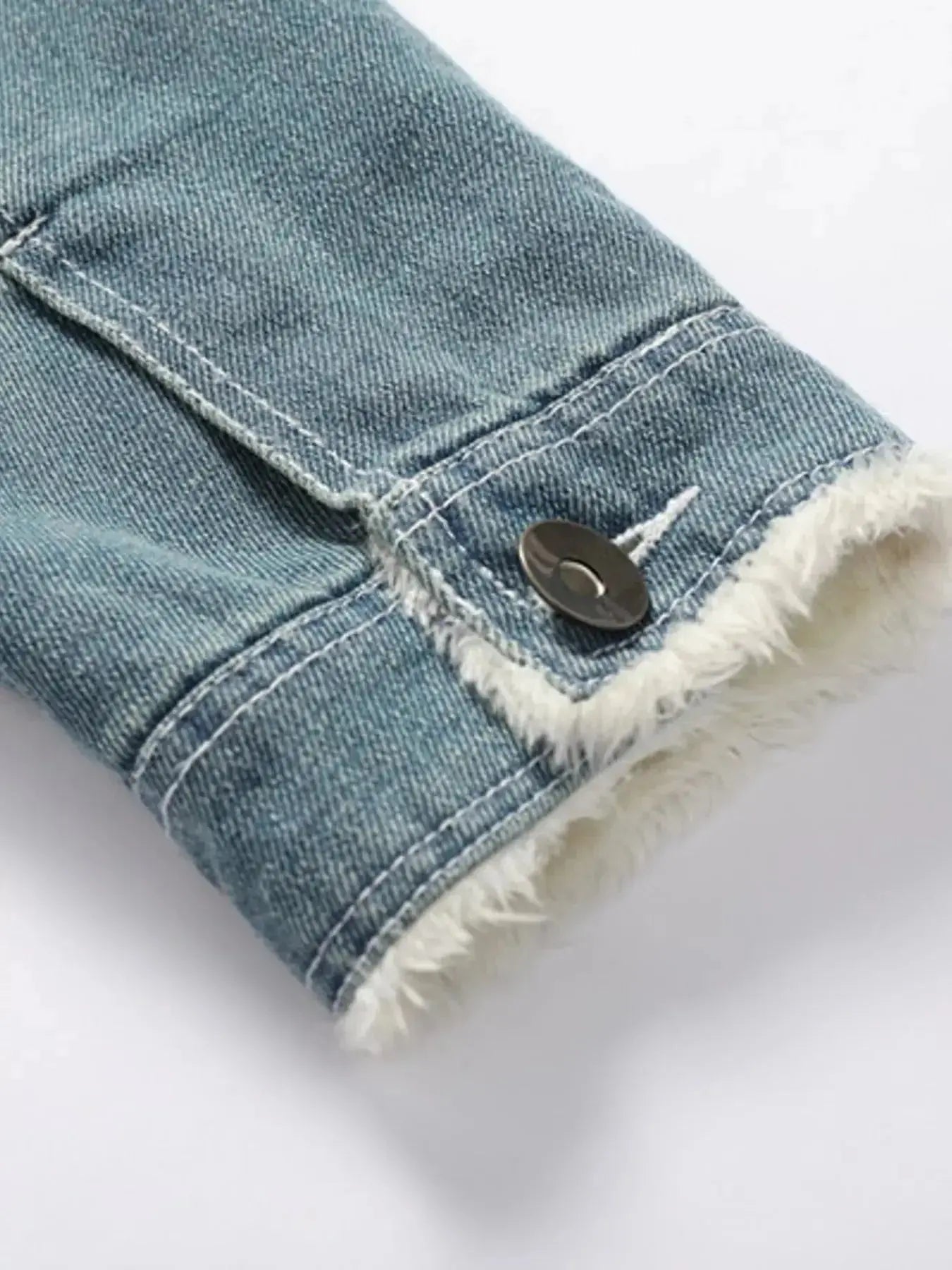 Men's Full Size Faux Fur Collar Denim Jacket Plus Size - Plush Fashion Hub