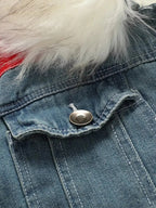 Men's Full Size Faux Fur Collar Denim Jacket Plus Size - Plush Fashion Hub