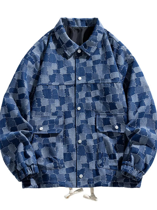 Men's Full Size Snap Down Denim Jacket Plus Size - Plush Fashion Hub