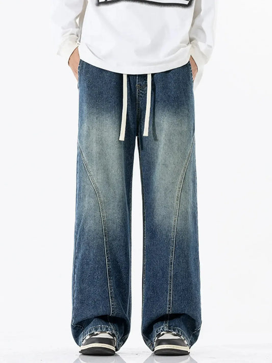 Men's Full Size Vintage Wash Wide Leg Jeans Plus Size - Plush Fashion Hub