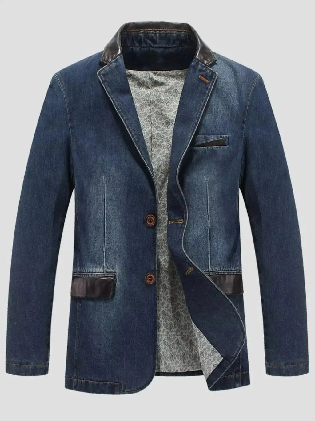 Men's Plus Size Lapel Collar Button Up Denim Blazer - Plush Fashion Hub