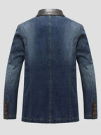 Men's Plus Size Lapel Collar Button Up Denim Blazer - Plush Fashion Hub