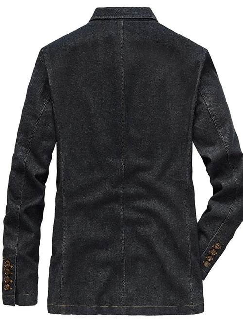 Men's Plus Size Lapel Collar Long Sleeve Denim Blazer - Plush Fashion Hub
