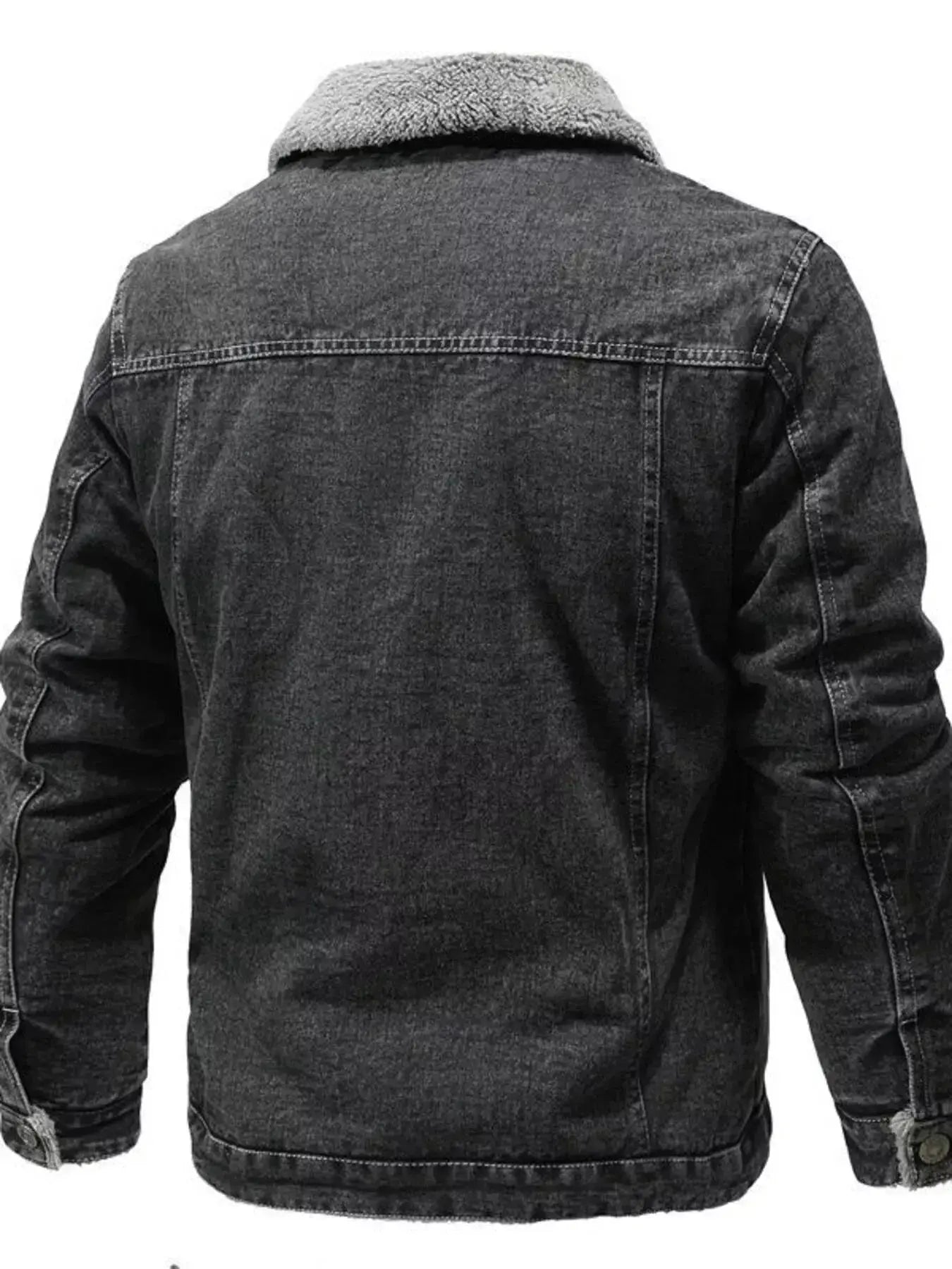 Men's Plus Size Button Up Sherpa Lined Denim Jacket - Plush Fashion Hub