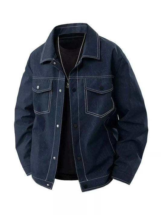 Men's Plus Size Snap Down Casual Denim Jacket - Plush Fashion Hub