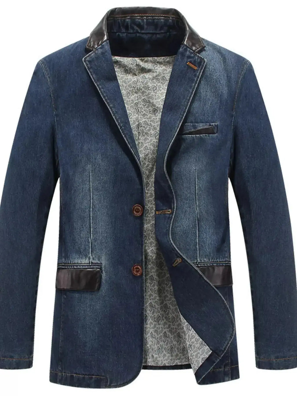 Men's Plus Size Button Up Denim Blazer - Plush Fashion Hub