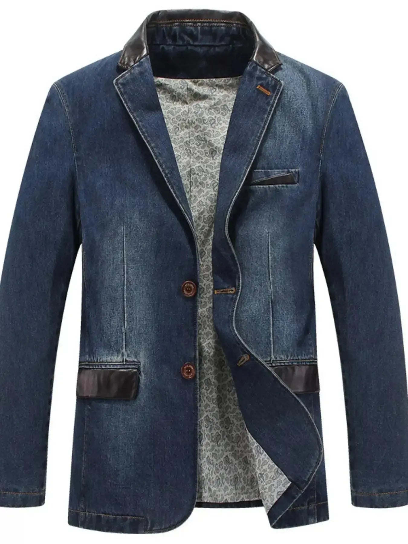 Men's Plus Size Button Up Denim Blazer - Plush Fashion Hub