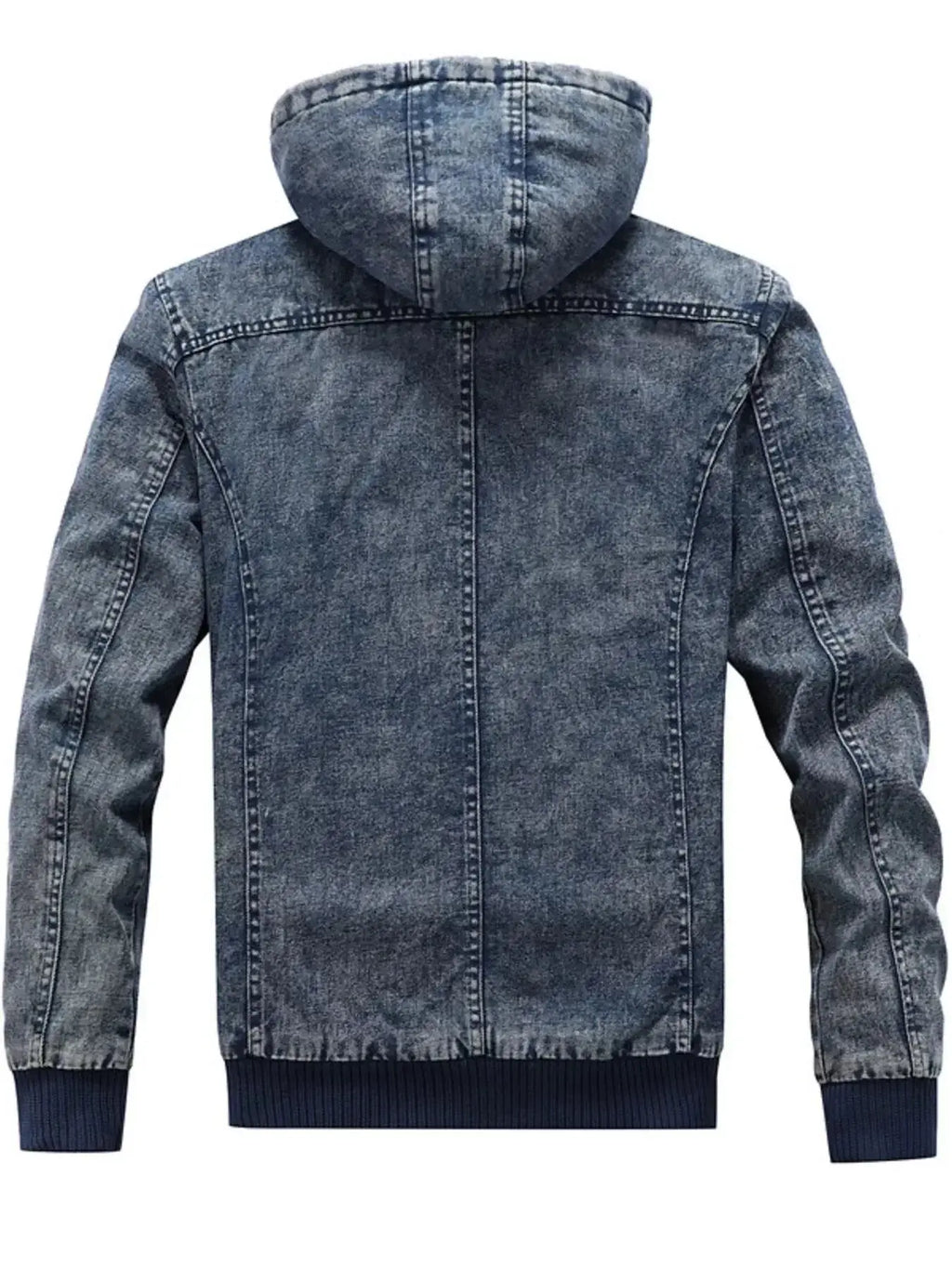 Men's Plus Size Zip Up Hooded Denim Jacket - Plush Fashion Hub