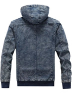 Men's Plus Size Zip Up Hooded Denim Jacket - Plush Fashion Hub