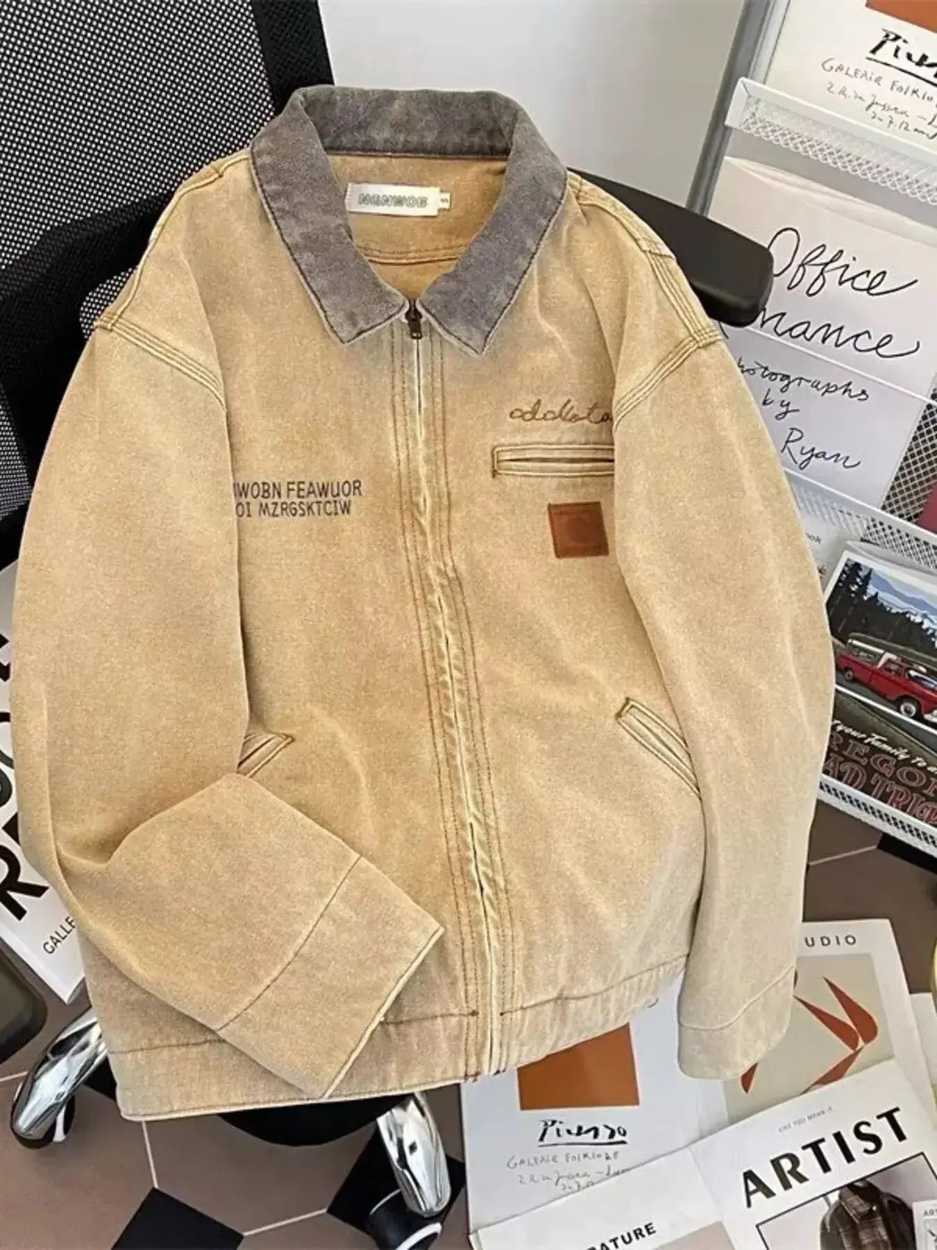 Men's Zip Up Washed Denim Jacket - Plush Fashion Hub
