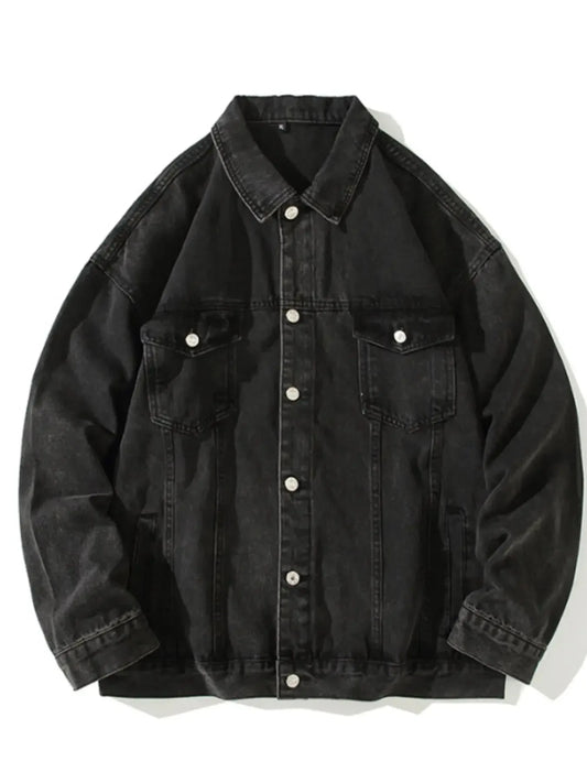 Men's Vintage Button Up Wash Denim Jacket - Plush Fashion Hub