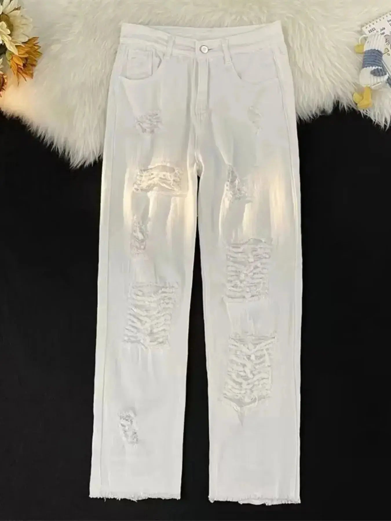 Men's Full Size Vintage Distressed Wide Leg Jeans Plus Size - Plush Fashion Hub
