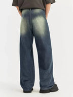 Men's Vintage Wash Wide Leg Jeans - Plush Fashion Hub