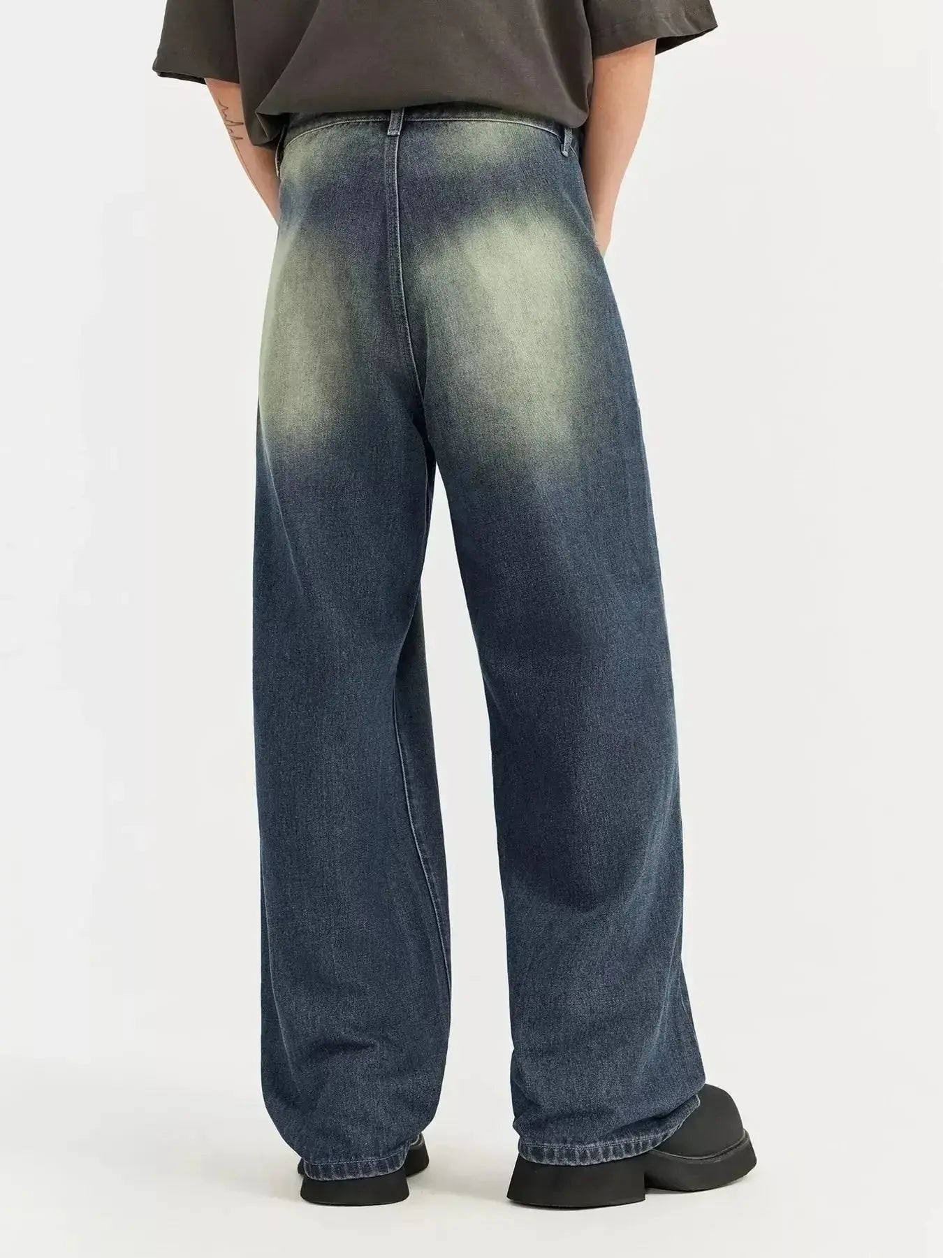 Men's Vintage Wash Wide Leg Jeans - Plush Fashion Hub