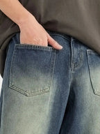 Men's Vintage Wash Wide Leg Jeans - Plush Fashion Hub