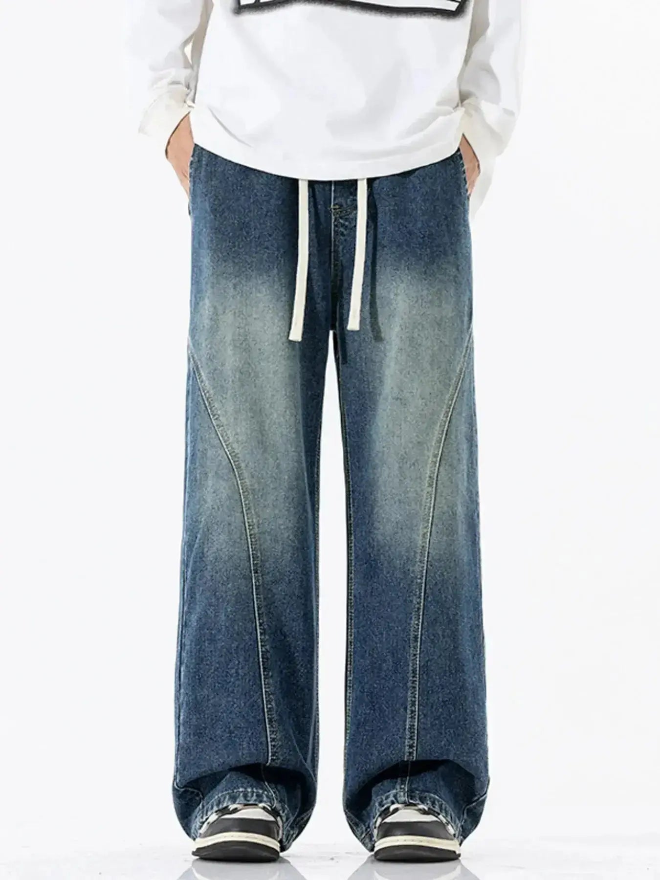 Men's Full Size Vintage Wash Wide Leg Jeans Plus Size - Plush Fashion Hub