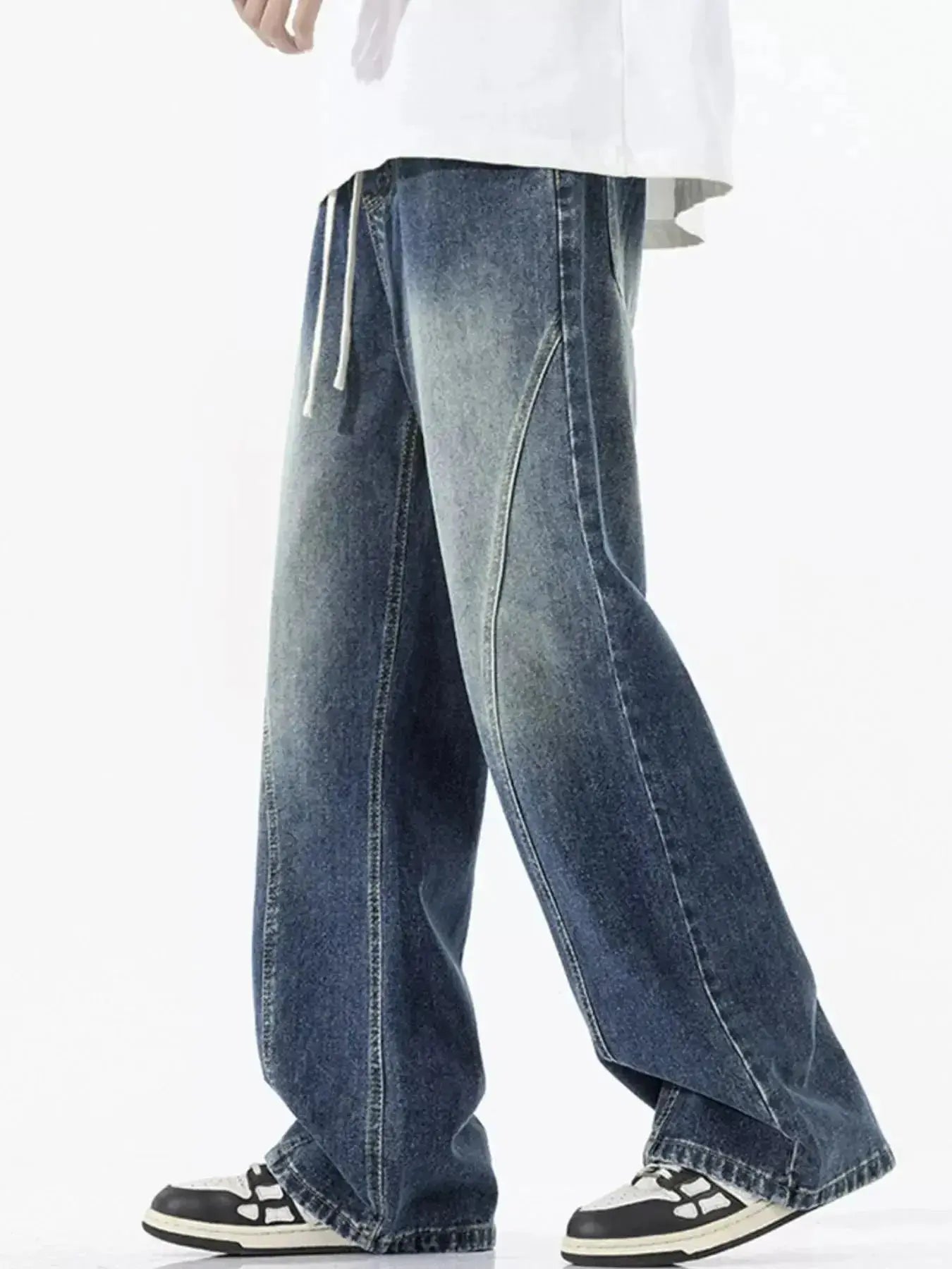 Men's Full Size Vintage Wash Wide Leg Jeans Plus Size - Plush Fashion Hub