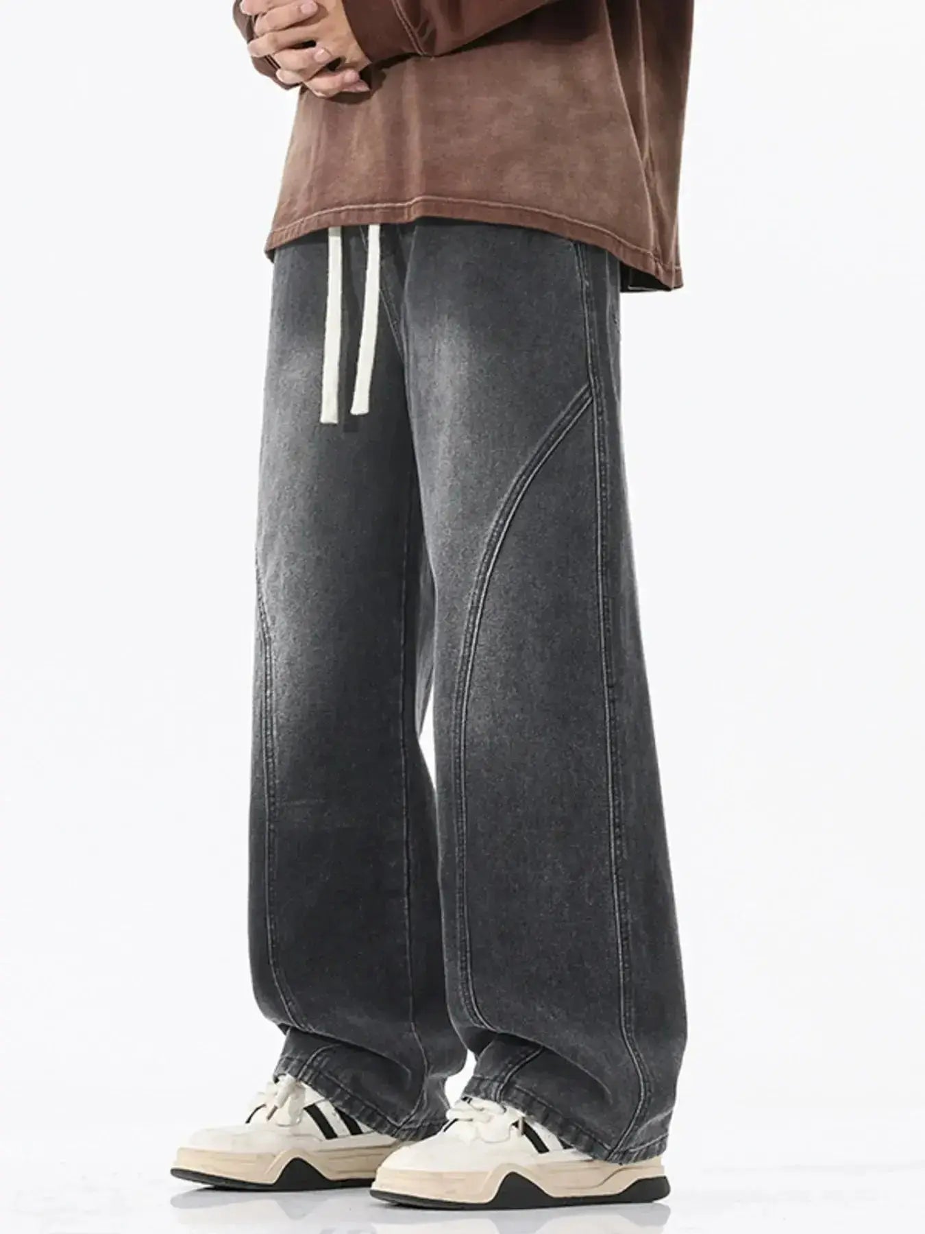 Men's Full Size Vintage Wash Wide Leg Jeans Plus Size - Plush Fashion Hub