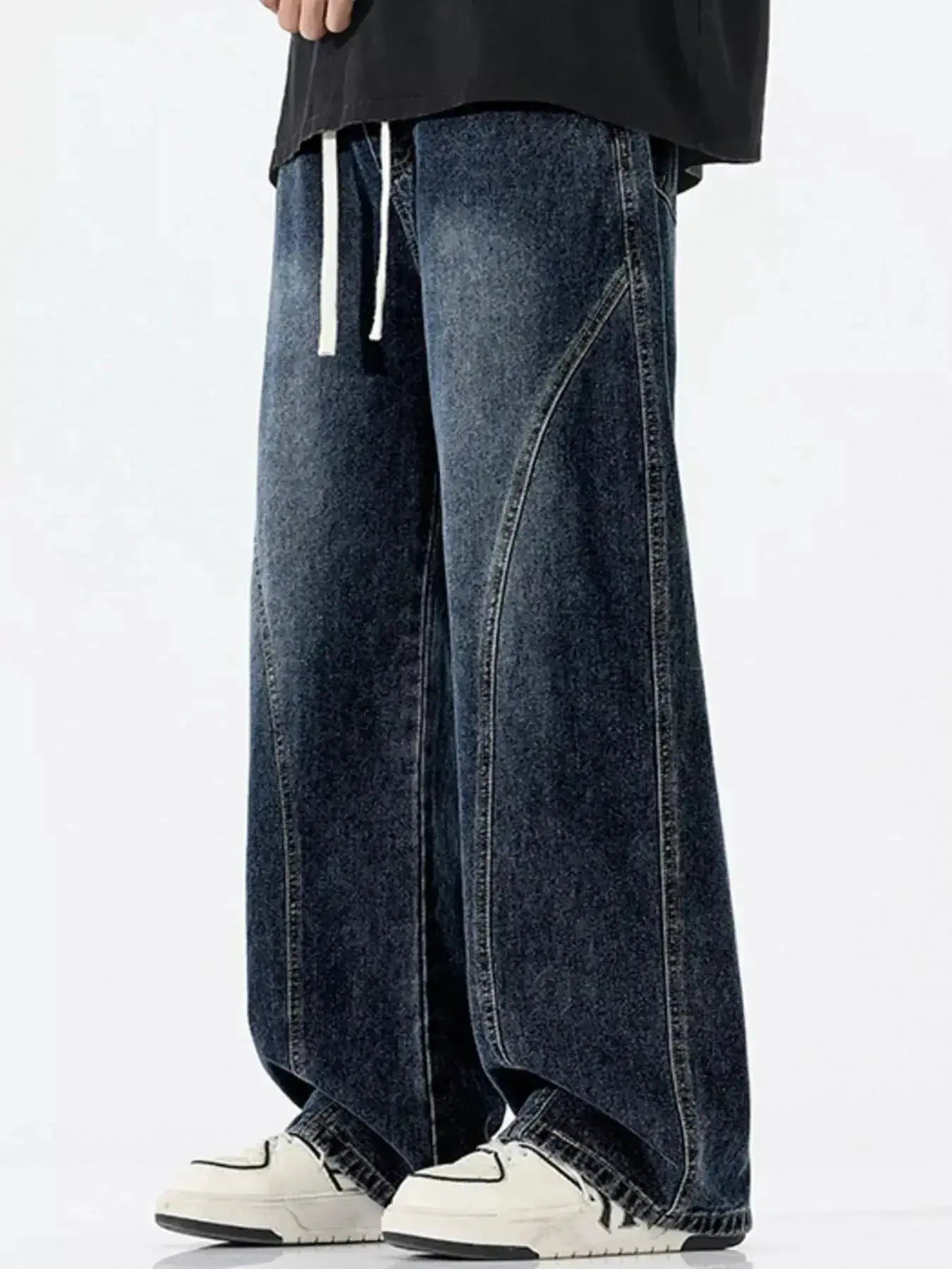 Men's Full Size Vintage Wash Wide Leg Jeans Plus Size - Plush Fashion Hub
