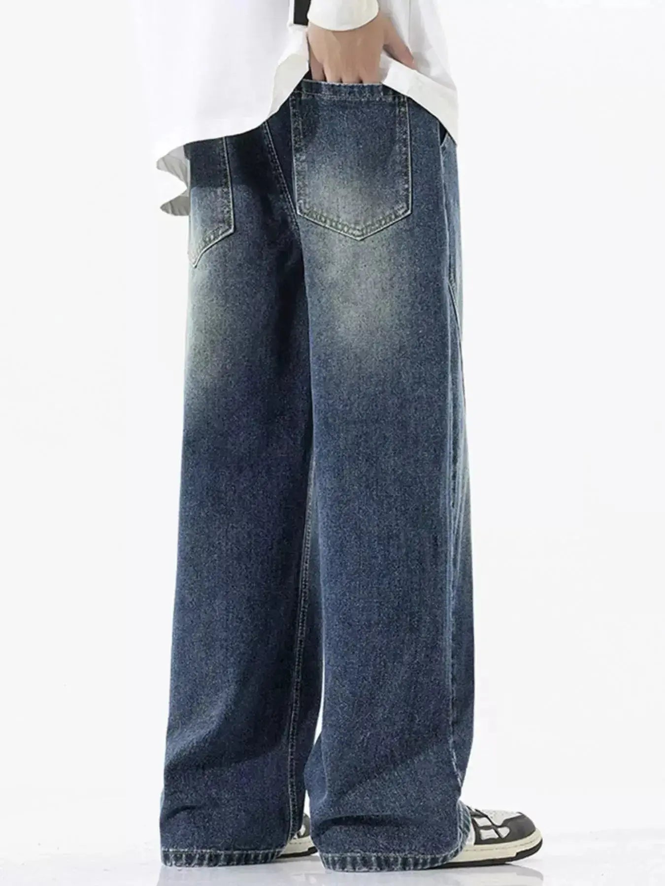 Men's Full Size Vintage Wash Wide Leg Jeans Plus Size - Plush Fashion Hub