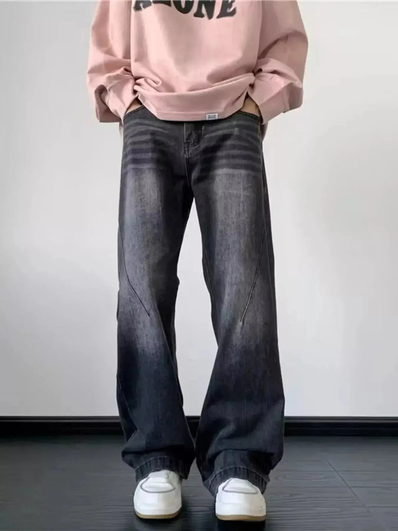 Men's Full Size Vintage Wash Wide Leg Jeans Plus Size - Plush Fashion Hub