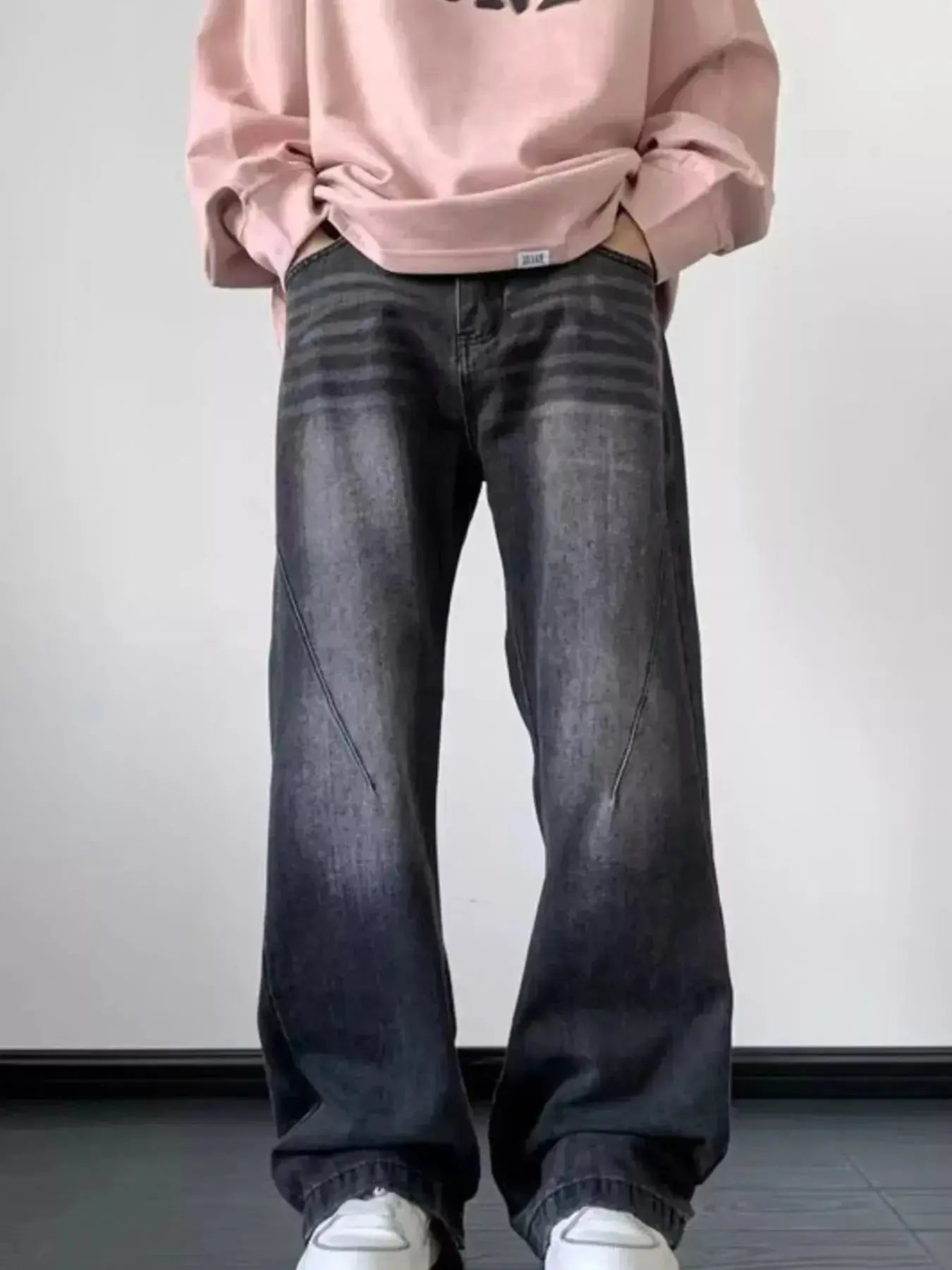 Men's Full Size Vintage Wash Wide Leg Jeans Plus Size - Plush Fashion Hub