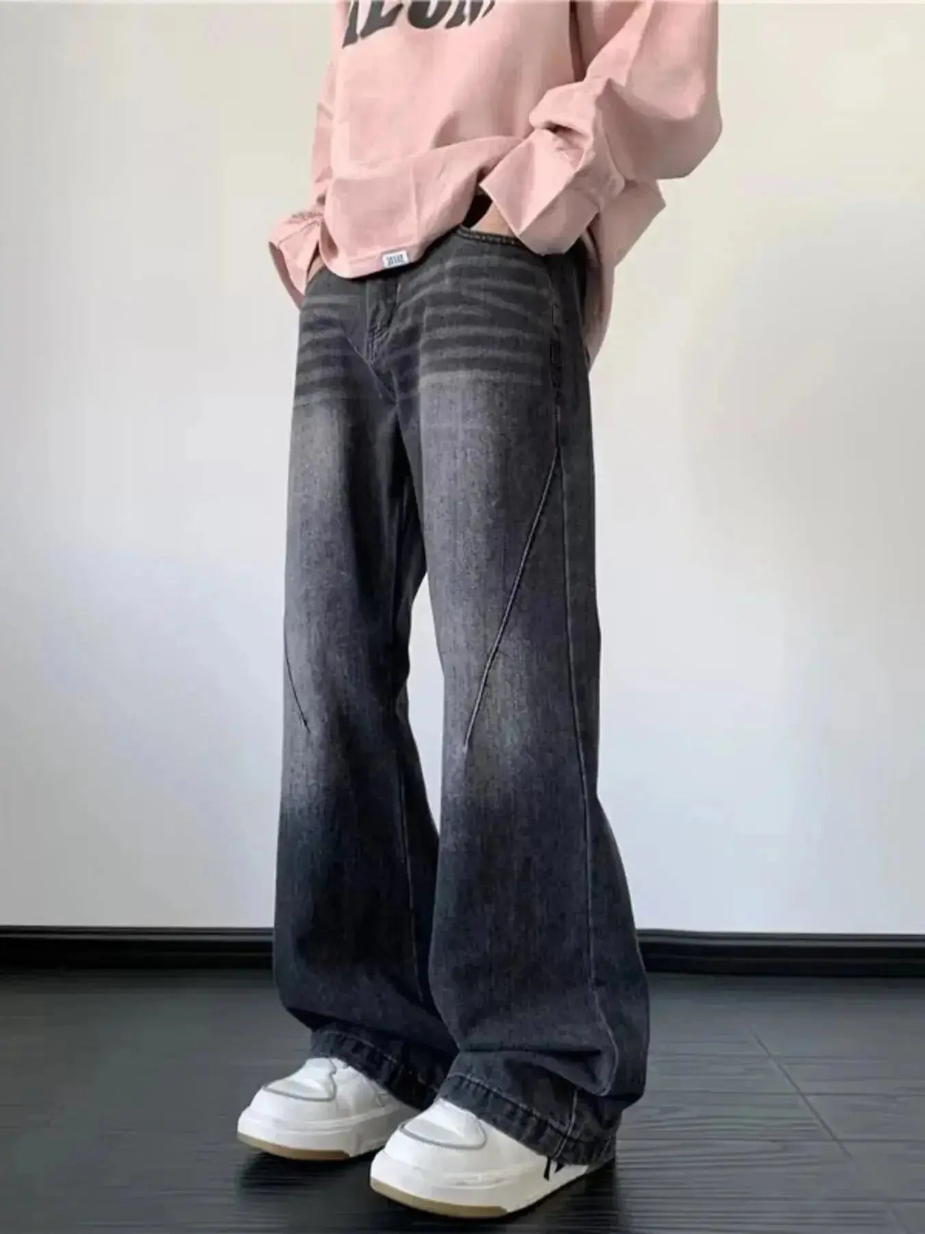 Men's Full Size Vintage Wash Wide Leg Jeans Plus Size - Plush Fashion Hub