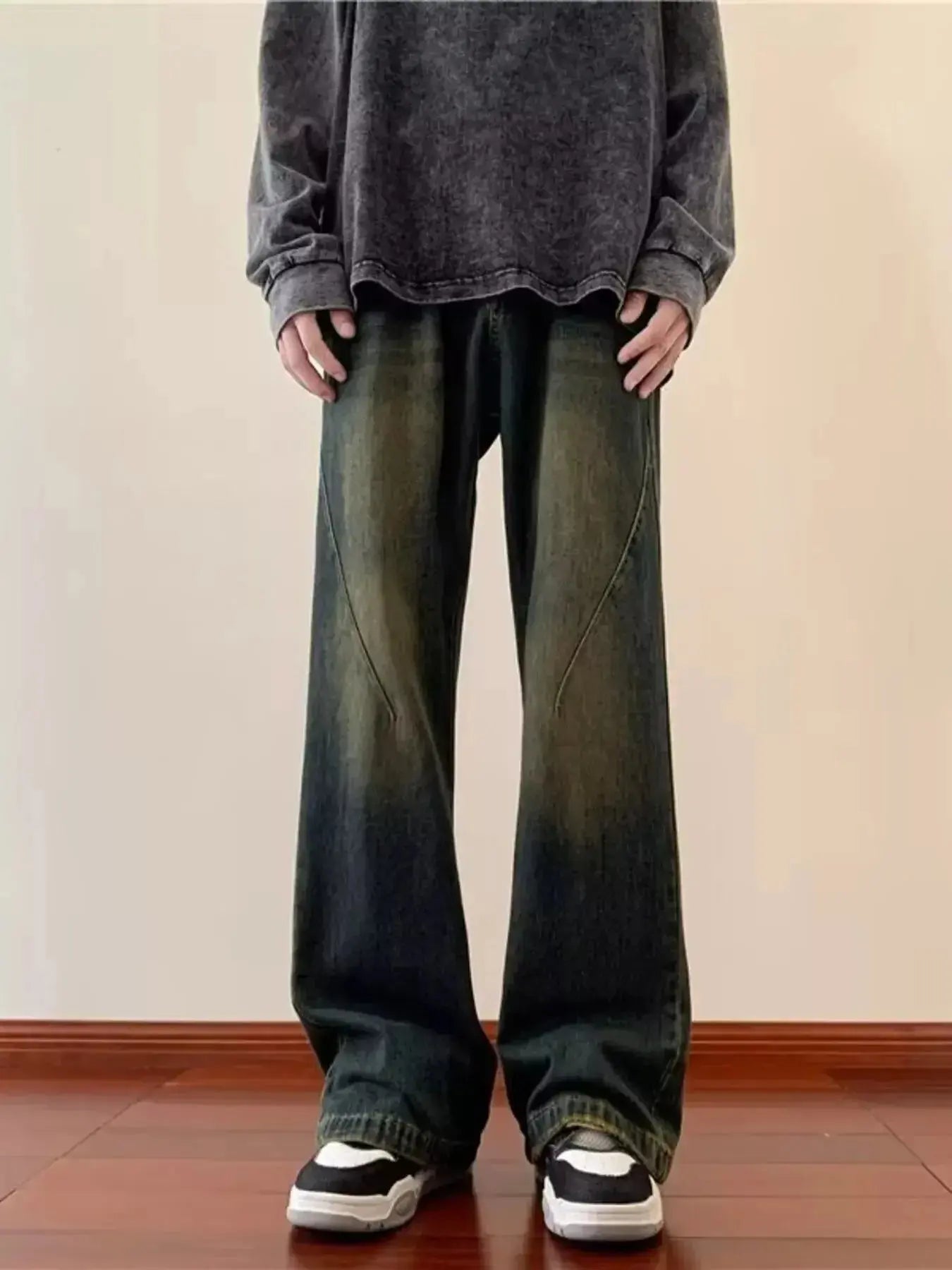 Men's Full Size Vintage Wash Wide Leg Jeans Plus Size - Plush Fashion Hub