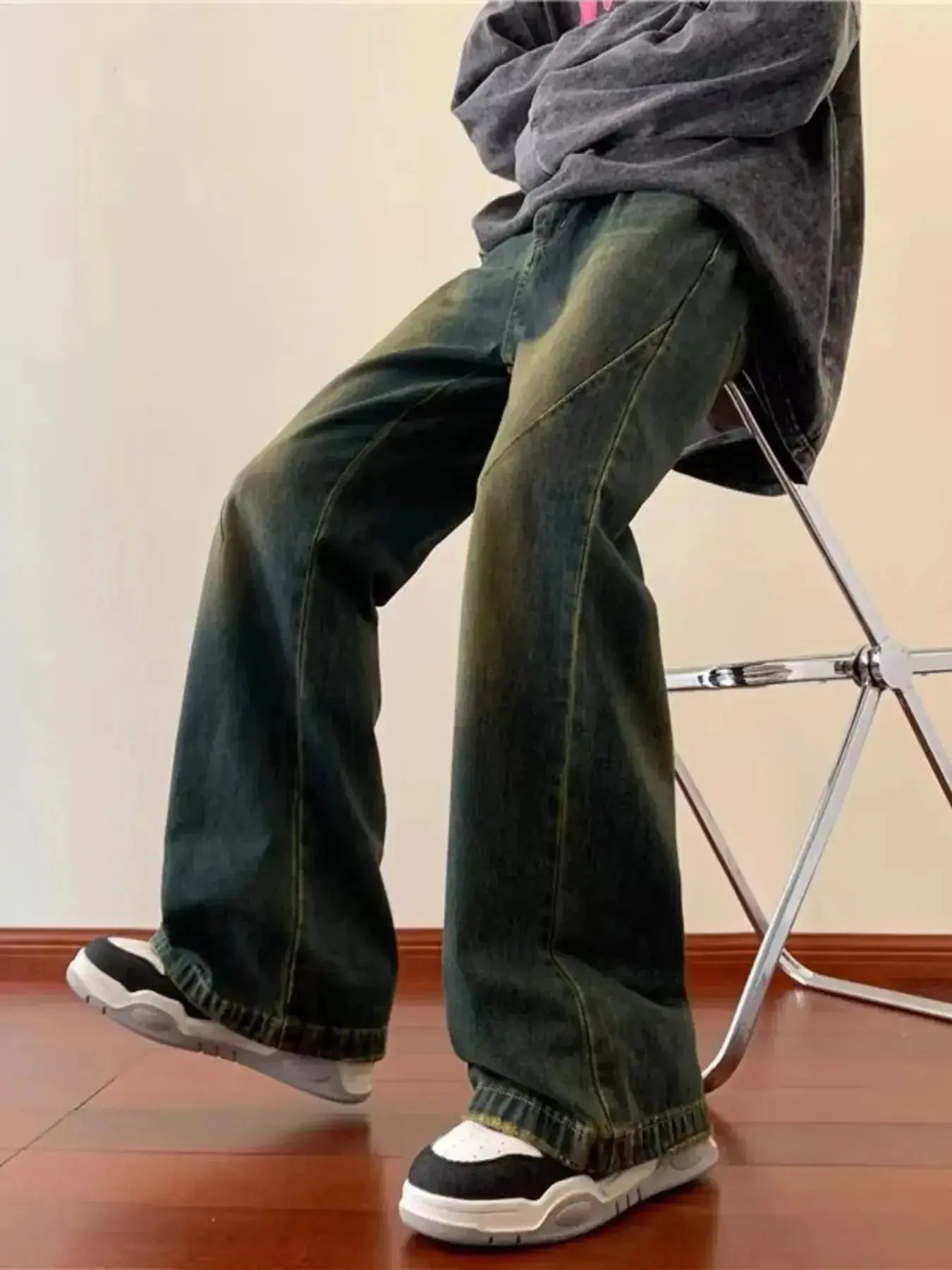 Men's Full Size Vintage Wash Wide Leg Jeans Plus Size - Plush Fashion Hub
