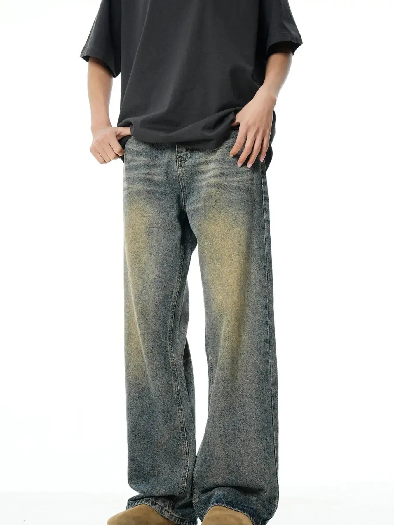 Men's Full Size Vintage Wash Wide Leg Jeans Plus Size - Plush Fashion Hub