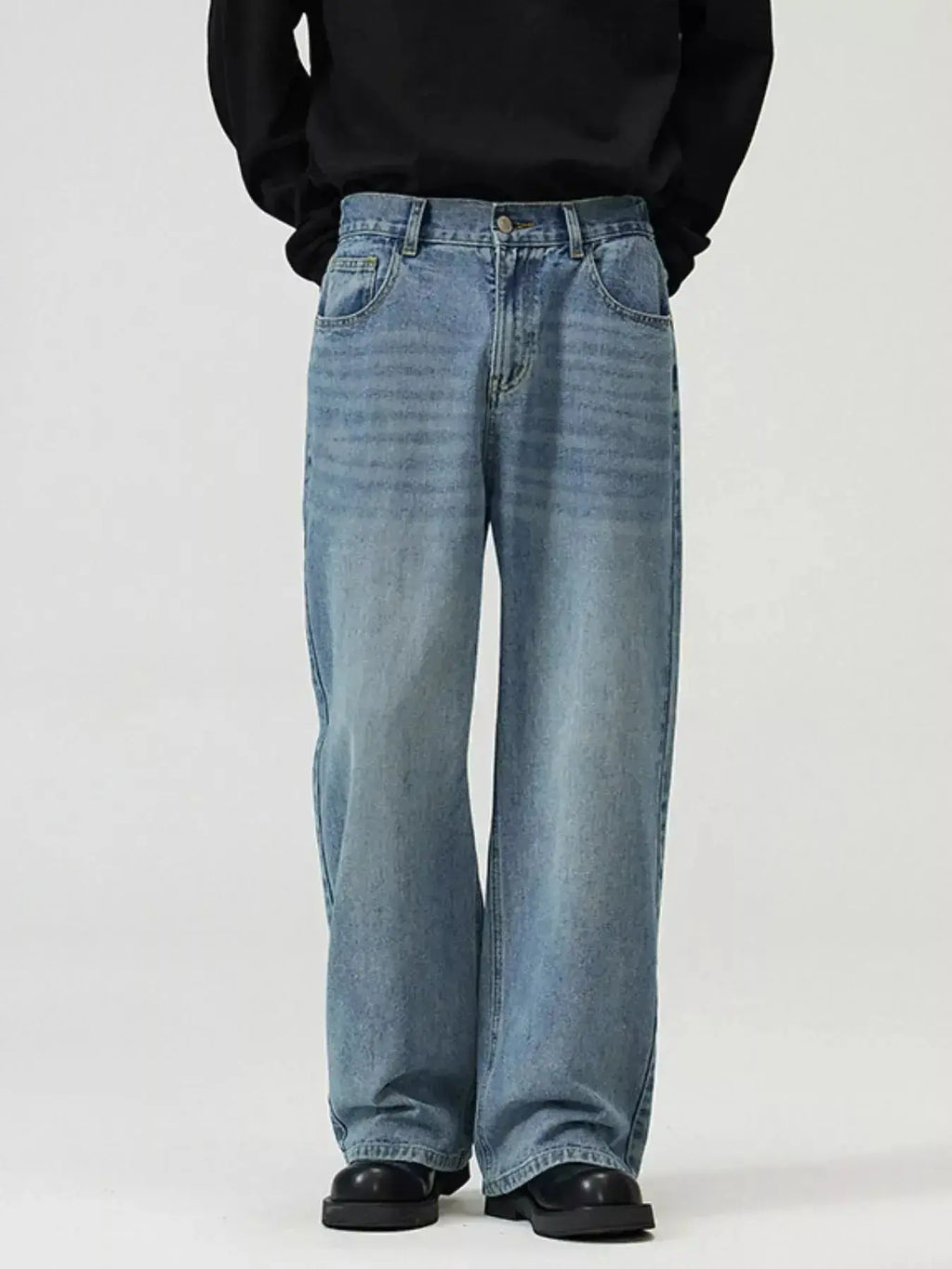 Men's Full Size Washed Straight Jeans Plus Size - Plush Fashion Hub